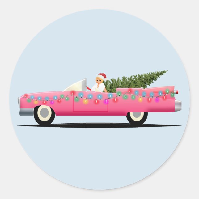 KLASSISCHE PINK CAR CLASSER CHRISTMAS STICKERS (Vorderseite)