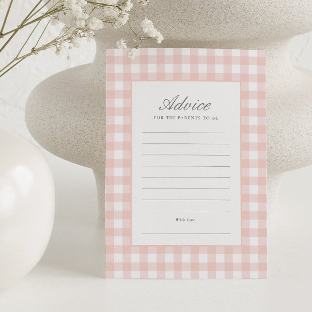 Klassische Pink Gingham Girl Baby Shower Advice Ca Einladung (Von Creator hochgeladen)