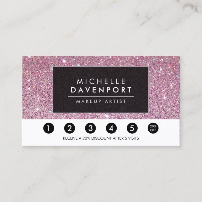 Klassische Pink Glitzer Salon Loyalty Punch Card Treuekarte (Vorderseite)