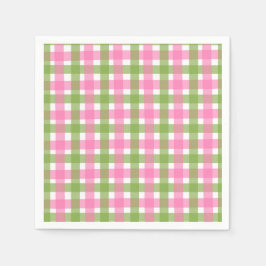 Klassische Pink-Grün-Gingham-Party Serviette
