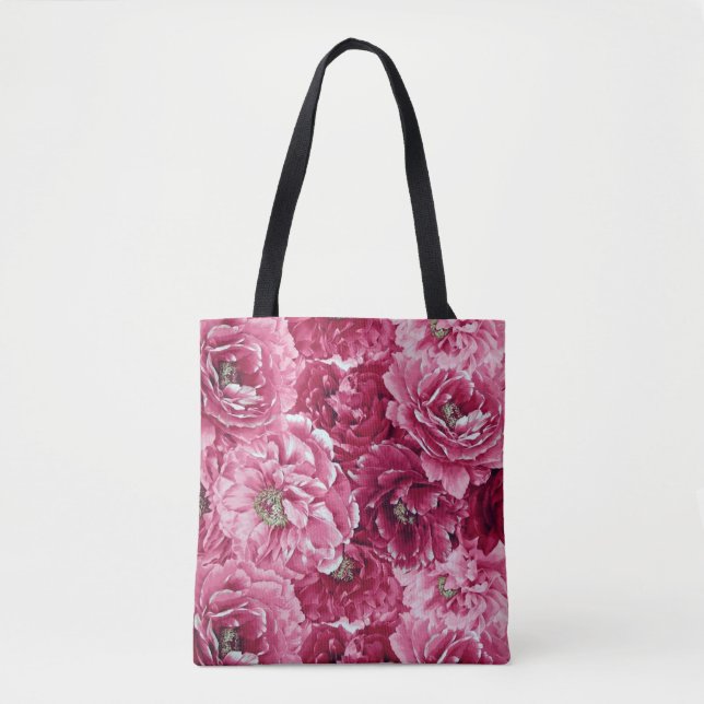Klassische Pink Peonies Clusters Tote Bag (Vorderseite)
