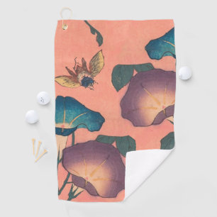 Klassische Pinke-Biene-Blumen-Kunst von Hokusai Golfhandtuch