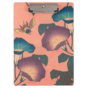 Klassische Pinke Bienen-Blumen-Kunst von Hokusai Klemmbrett