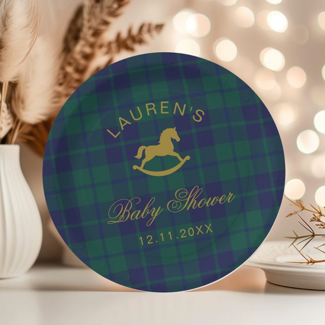 Klassische Polo Rocking Horse Gold Kariert Baby Du Pappteller (Von Creator hochgeladen)