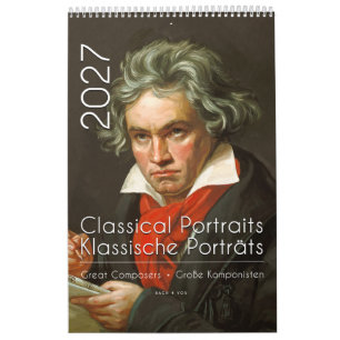 Klassische Porträts von 12 Komponisten, 2026 Kalender