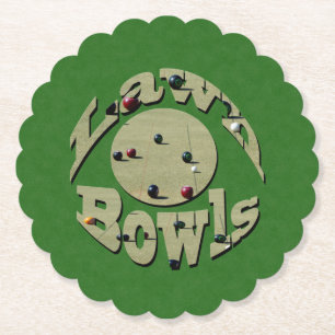 Klassische Präzision: Logo für "Bowls" auf kreisfö Untersetzer