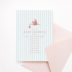 Klassische Preppy Seersucker Stripe Girl Baby Dusc Einladung