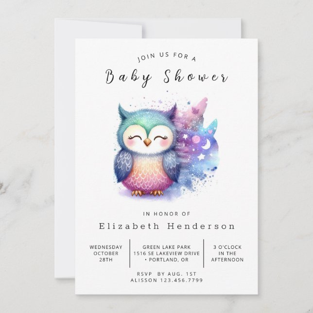 Klassische Printable Owl Baby Dusche Einladung