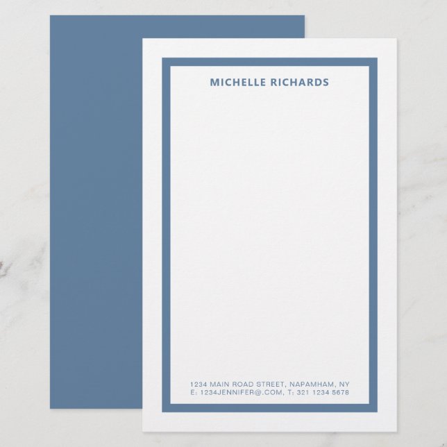 Klassische professionelle staubblaue Rand-Papeteri Briefpapier (Vorne/Hinten)