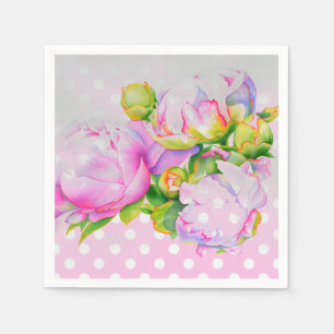 Klassische Punkte mit rosa, blühenden Pinien Serviette