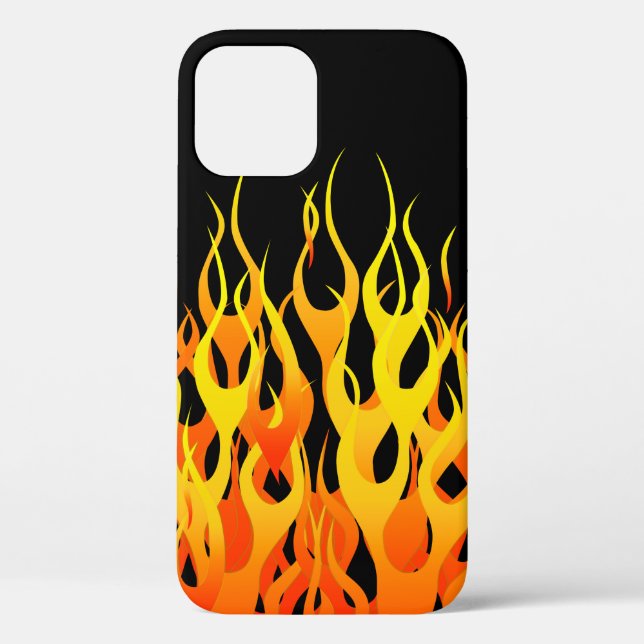 Klassische Racing-Flammen auf schwarz Case-Mate iPhone Hülle (Rückseite)