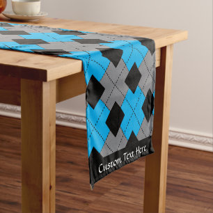Klassische Raute Blue Black Diamond Personalisiert Kurzer Tischläufer