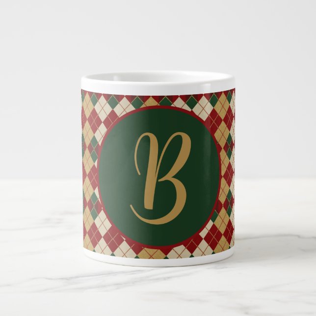 Klassische Raute, Weihnachten/Winter gemustert Jumbo-Tasse (Vorderseite)