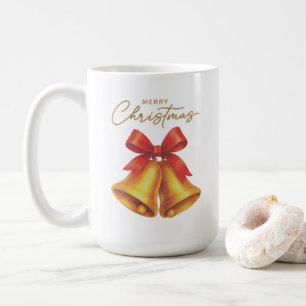 Klassische Red Ribbon und Gold Script Weihnachten Kaffeetasse