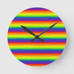 Klassische Regenbogenflagge Farben Marker Stil Gay Runde Wanduhr