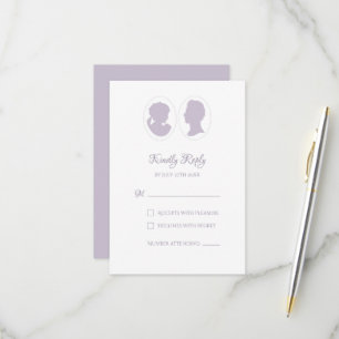 Klassische Regency-Violette-Kamee-Hochzeit RSVP Karte