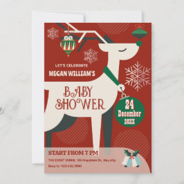 Klassische Reh-Weihnachtsdekoration Babydusche Einladung