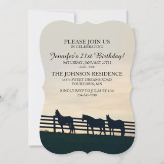 Klassische Reittiere 21. Geburtstag Einladung