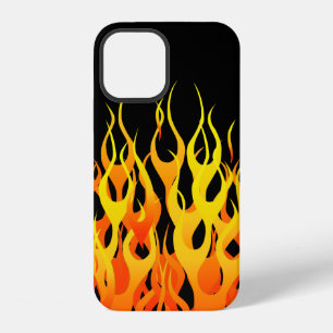 Klassische Rennflammen auf Schwarz iPhone 12 Hülle