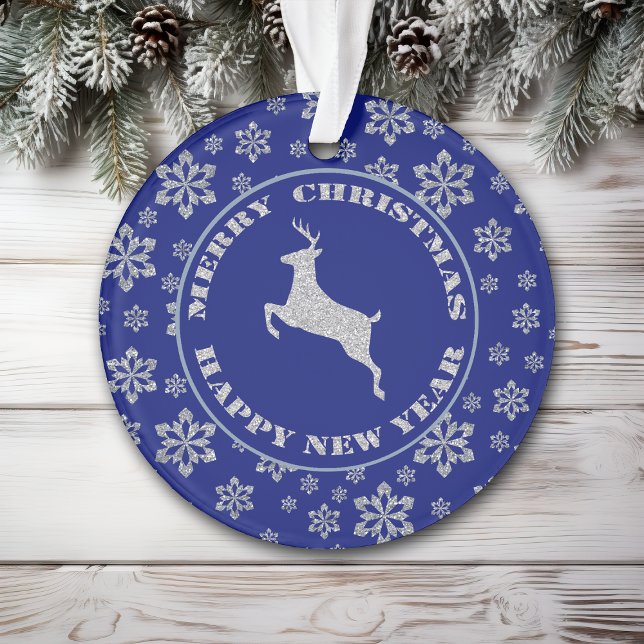 Klassische Rentierblauer Schneeflocke Ornament (Von Creator hochgeladen)