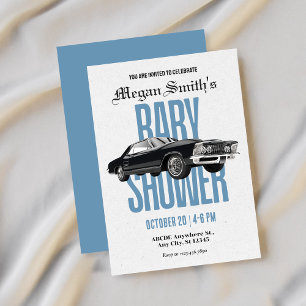 Klassische Retro-Autos-Babyparty Einladung