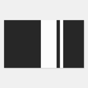 Klassische Retro Black & White Race Car Streifen Rechteckiger Aufkleber