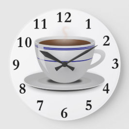 Klassische Retro Café-Kaffeetasse-weiße blaue Große Wanduhr