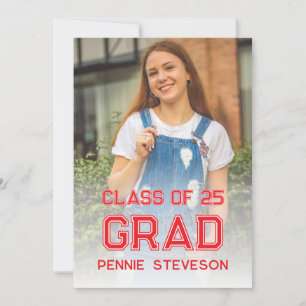 Klassische Retro-Foto Rote Lässige Graduierungspar Einladung