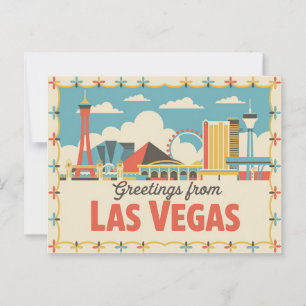 Klassische Retro-Grüße aus Las Vegas Postkarte