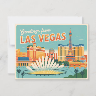 Klassische Retro-Grüße aus Las Vegas Postkarte