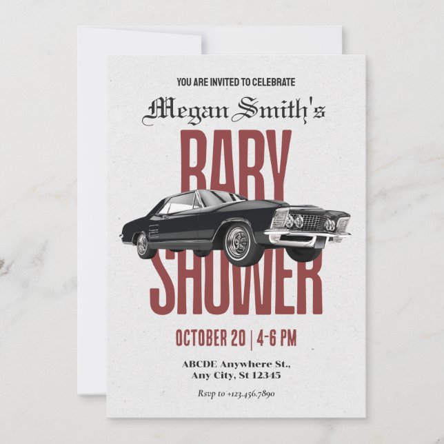 Klassische Retro Kinderdusche Einladung (Vorderseite)