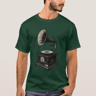 Klassische Retro-Plattenspieler-Linie T-Shirt