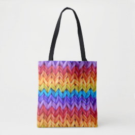 Klassische Retro Strick Rainbow Tote Bag