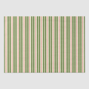 Klassische Retro-Weihnachtsstreifen Oliv Creme Rot Seidenpapier
