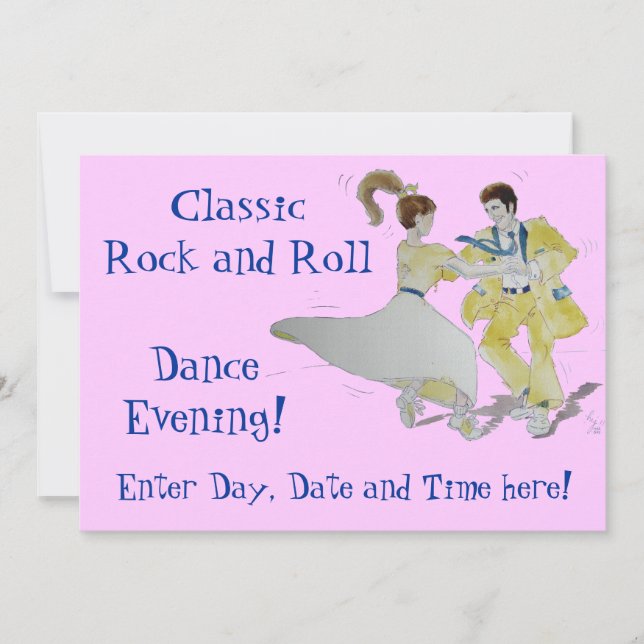 Klassische Rock- und Roll-Dancing Einladung (Vorderseite)
