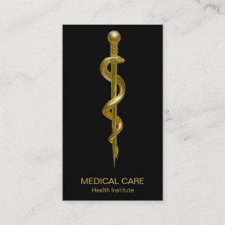 Klassische Rod of Asclepius Medical Gold auf schwa Visitenkarte