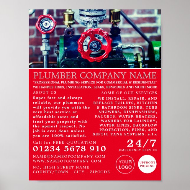 Klassische Rohre, Klempner, Klempnerwerbung Poster (Vorne)