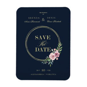 Klassische Romantik der Marine Rosa Blumenreath Magnet