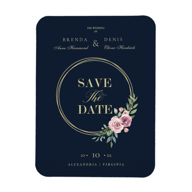 Klassische Romantik der Marine Rosa Blumenreath Magnet (Vertikal)