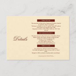 Klassische Romantik Hochzeitsdetails Beilagekarte Begleitkarte