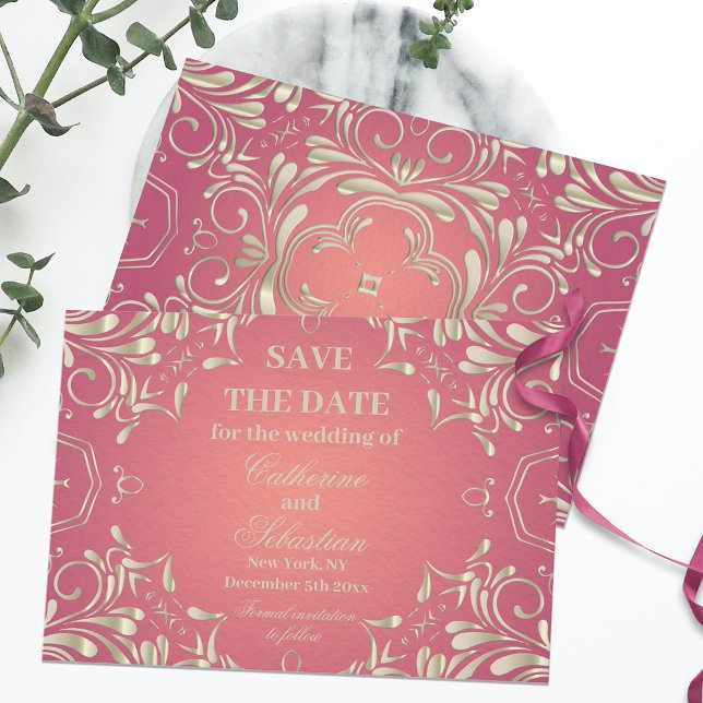 Klassische romantische Hochzeit mit Verziertem Ros Save The Date (Von Creator hochgeladen)