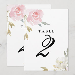 Klassische rosa Blumen-Hochzeitstisch-Nummer Einladung