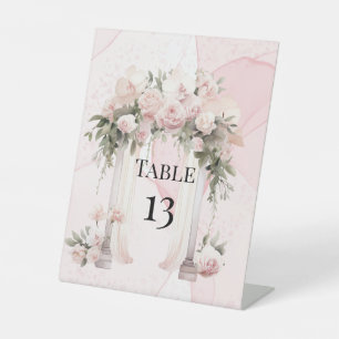 Klassische Rosa Blumenkohl Tischnummer Sockelschild