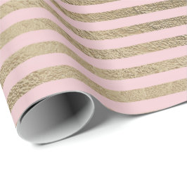 Klassische Rosa Blush Foxier Gold Linien Paris Geschenkpapier