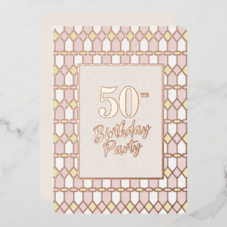 Klassische Rosa Elegante Rose Foil 50. Geburtstags Folieneinladung