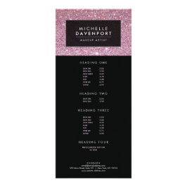 Klassische Rosa Glitzer Makeup Artist Rack Card Werbekarte