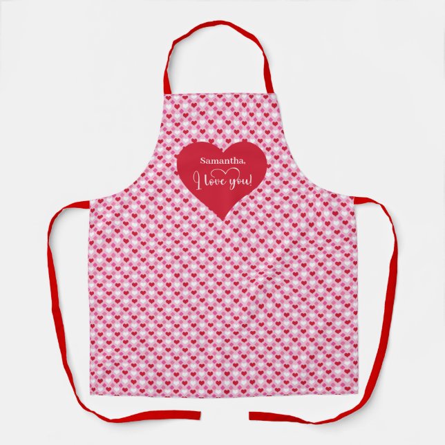 Klassische rosa Herzen-Schürze Valentinstag Ich li Schürze (Vorderseite)