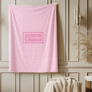 Klassische rosa karierte personalisierte elegante fleecedecke