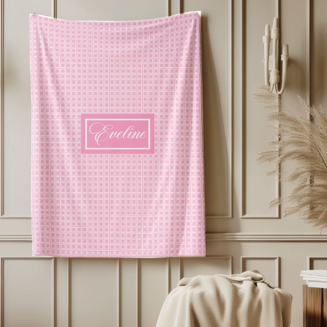 Klassische rosa karierte personalisierte elegante  fleecedecke (Classic Pink Tartan Blanket Personalized Elegant)
