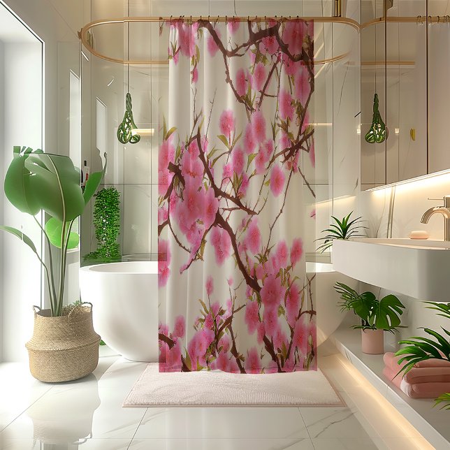 Klassische Rosa Kirschblüten Duschvorhang (Stunning Pink Cherry Blossoms Shower Curtain)